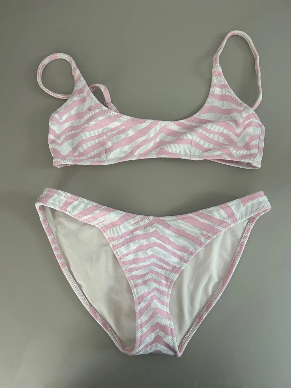triangl swimwear Pink & White Zebra-Print Two-Piece Bikini